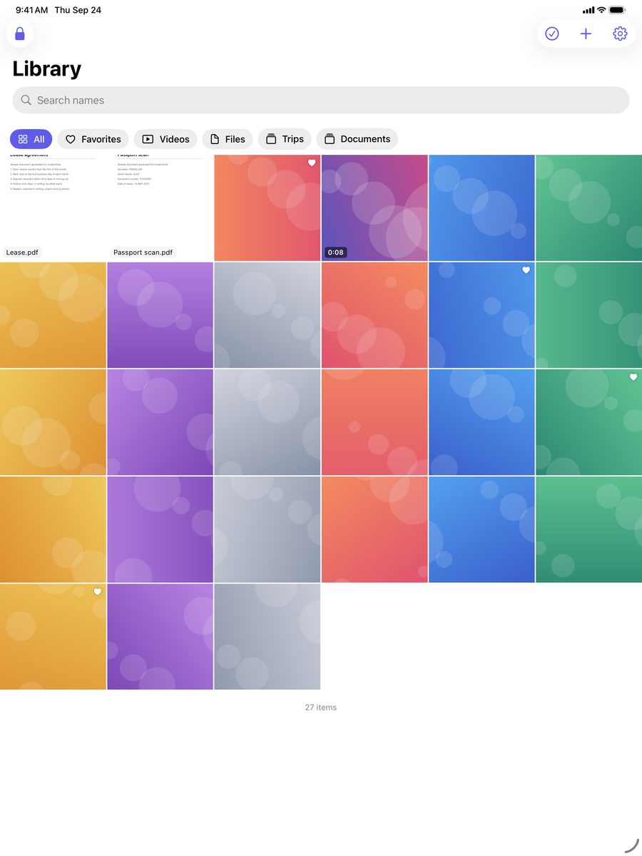 Keep Closed on iPad: the library grid on the larger screen